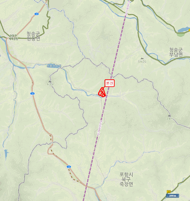 경상북도 포항시 북구 죽장면 하사리 산75