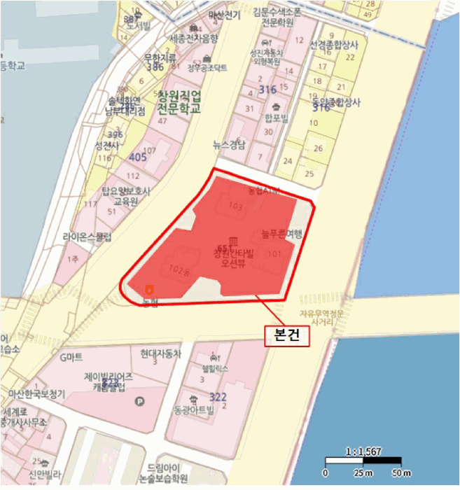 경상남도 창원시 마산합포구 산호동 651 창원칸타빌오션뷰 상가동 1층119호